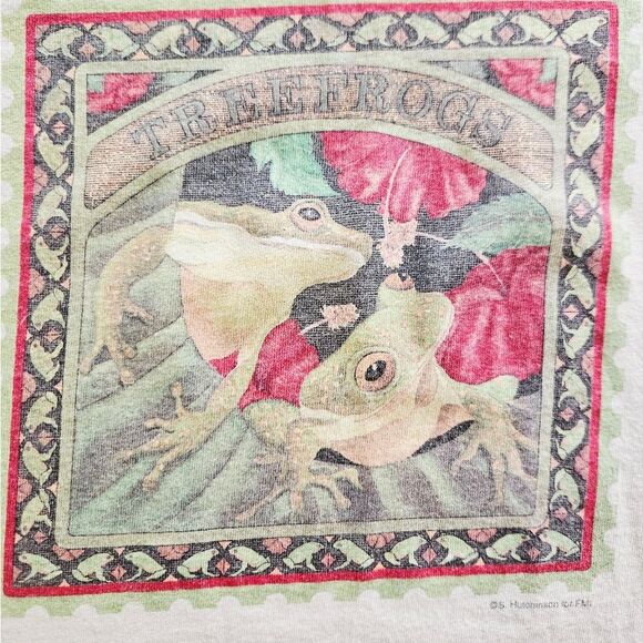Vintage '90s Tree Frog Graphic Nature Conservation Animal Kingdom Tee T-Shirt XL - Picture 6 of 13
